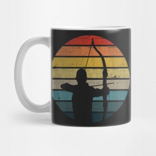 Archery Silhouette On A Distressed Retro Sunset print Mug